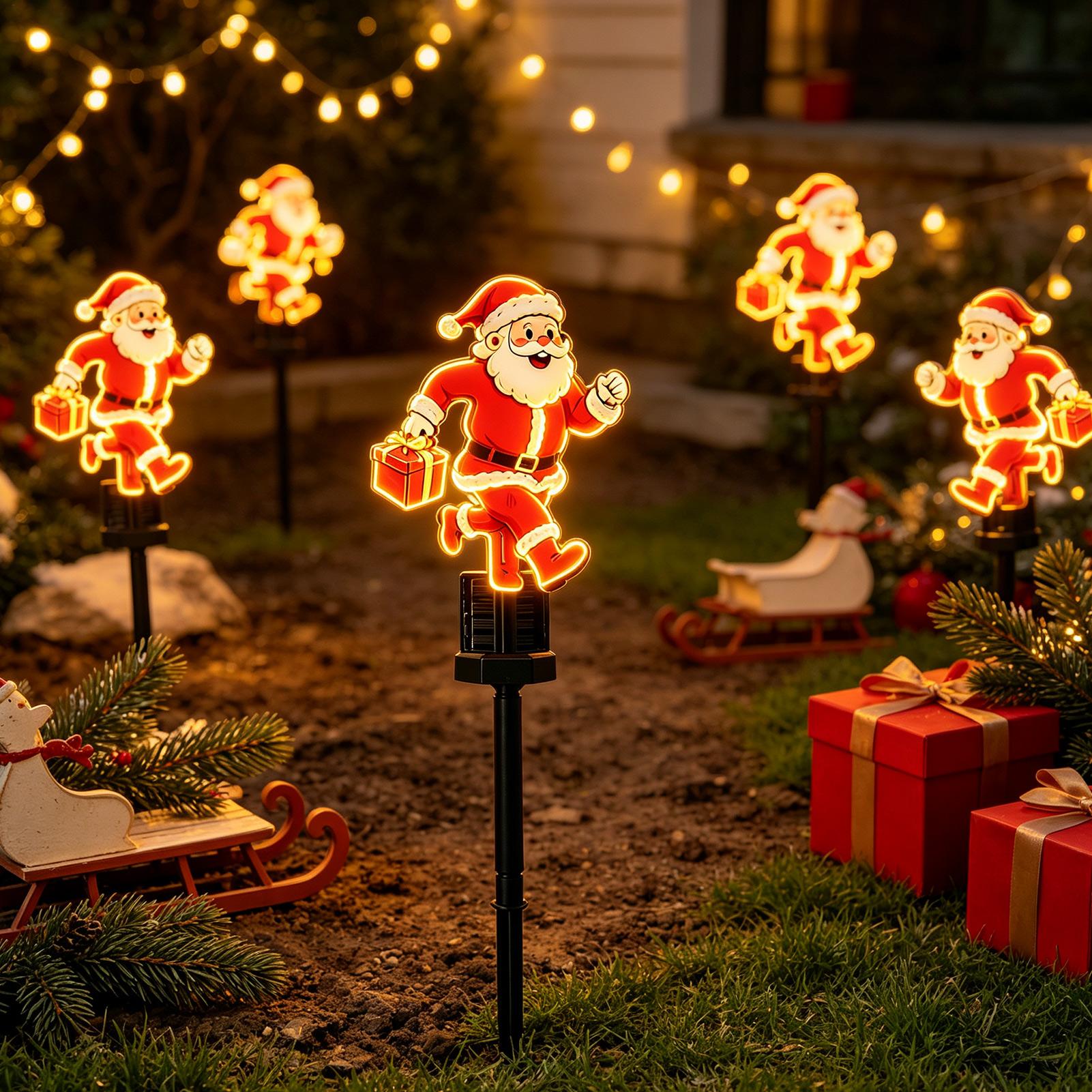 Outdoor Solar Power Xmas Lights - 1 Adet Noel Baba Bahçe Yolu