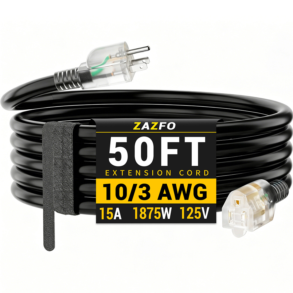 Outdoor Power Extension Cord - ZAZFO 25ft 50ft 75ft 100ft 150ft