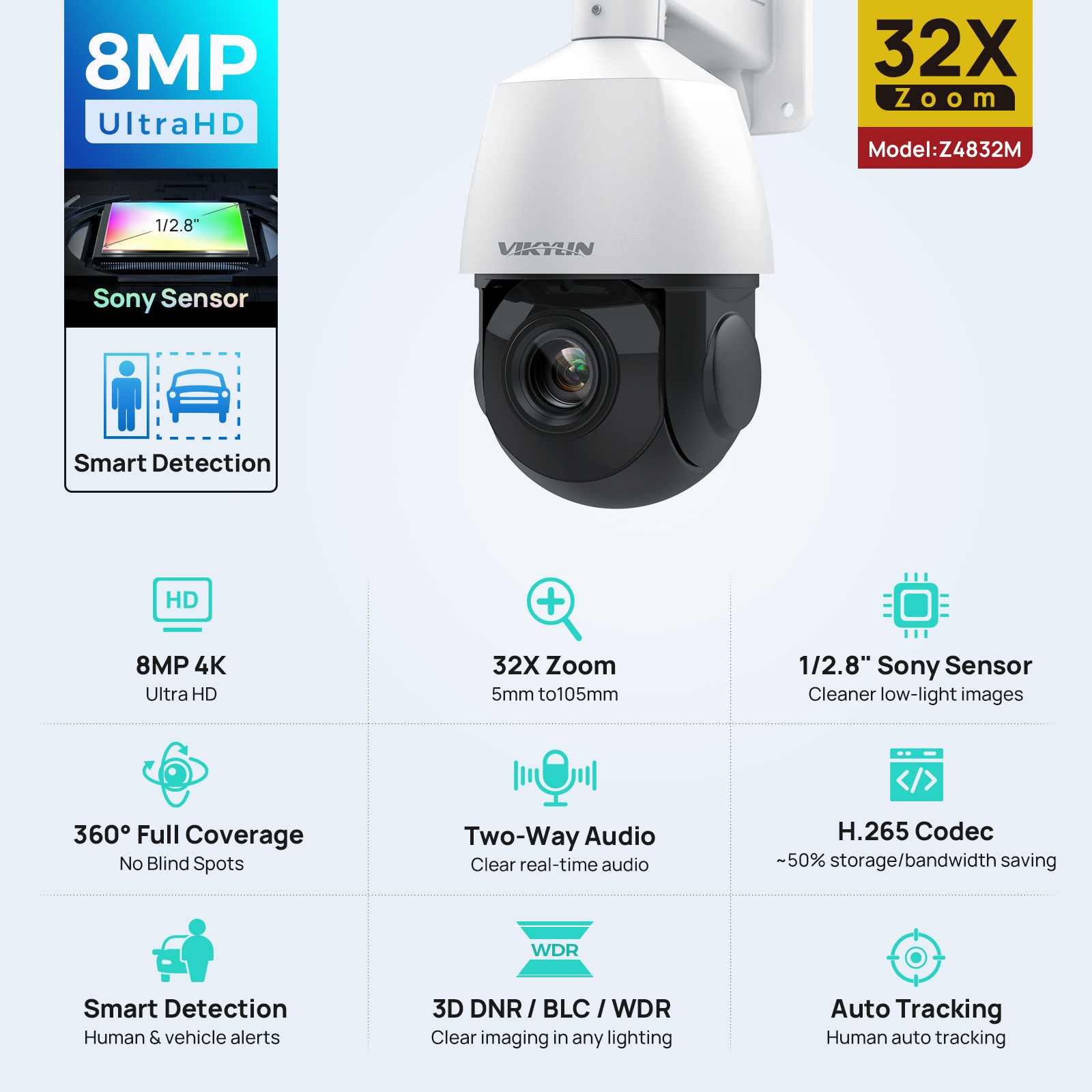 Vikylin 4K 8MP PTZ 32X Zoom 10 - Outdoor Power G Sensor incelemesi ve fiyatı